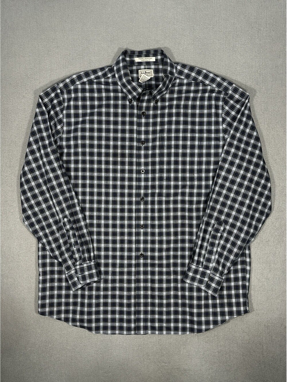 LL Bean Mens XL Traditional Fit Plaid Shirt Wrinkle Resistant Cotton Button Up